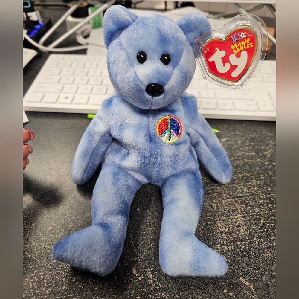 TY Beanie Babies Blue Peace Bear
